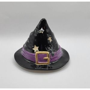 Yankee Candle Black Halloween Witch Hat Spiders Ceramic Candle Jar Topper Shade
